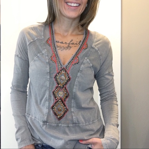 Free People | Beaded Oversized Hi-Low Top - Picture 8 of 8